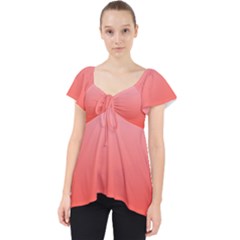 Pink Lace To Scarlet Red Linear Gradient Lace Front Dolly Top by GradientsOmbre