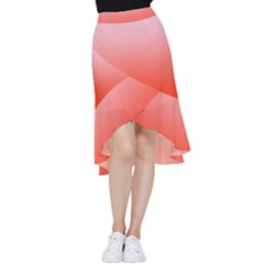 Pink Lace To Scarlet Red Linear Gradient Frill Hi Low Chiffon Skirt by GradientsOmbre