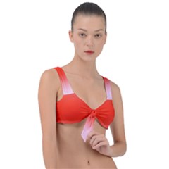 Pink Lace To Scarlet Red Bilinear Gradient Front Tie Bikini Top by GradientsOmbre