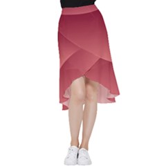 Burgundy Red To Coral Pink Linear Gradient Frill Hi Low Chiffon Skirt by GradientsOmbre