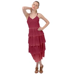Coral Pink To Burgundy Red Bilinear Gradient Layered Bottom Dress by GradientsOmbre