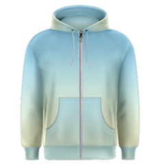 Baby Blue To Cream Yellow Linear Gradient Men s Zipper Hoodie by GradientsOmbre