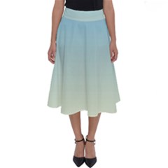 Baby Blue To Cream Yellow Linear Gradient Perfect Length Midi Skirt by GradientsOmbre