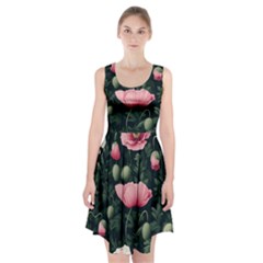 Poppy Flower Plant Petals Bloom Racerback Midi Dress by Grandong