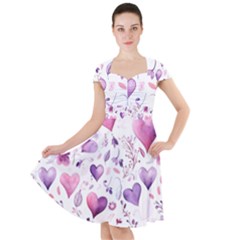 Hearts Love Purple Cap Sleeve Midi Dress by Grandong