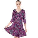 Abstract Art Pattern Design Background Quarter Sleeve Front Wrap Dress View1