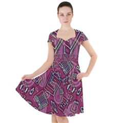 Abstract Art Pattern Design Background Cap Sleeve Midi Dress by Grandong