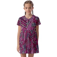 Abstract Art Pattern Design Background Kids  Asymmetric Collar Dress by Grandong