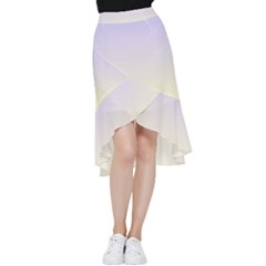 Pale Violet To Cream Yellow Linear Gradient Frill Hi Low Chiffon Skirt by GradientsOmbre