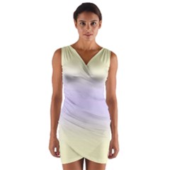 Cream Yellow To Pale Violet Bilinear Gradient Wrap Front Bodycon Dress by GradientsOmbre