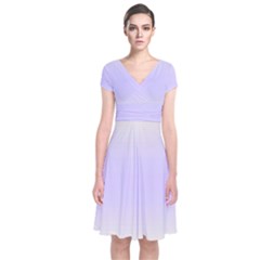 Cream Yellow To Pale Violet Bilinear Gradient Short Sleeve Front Wrap Dress by GradientsOmbre
