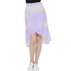 Cream Yellow To Pale Violet Bilinear Gradient Frill Hi Low Chiffon Skirt by GradientsOmbre