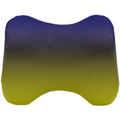 Navy Blue To Electric Yellow Linear Gradient Head Support Cushion by GradientsOmbre