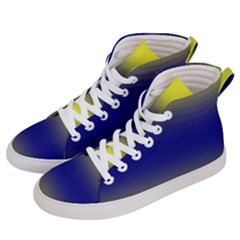 Electric Yellow To Navy Blue Bilinear Gradient Women s Hi-top Skate Sneakers by GradientsOmbre