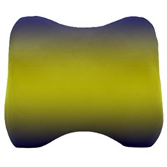 Navy Blue To Electric Yellow Bilinear Gradient Velour Head Support Cushion by GradientsOmbre