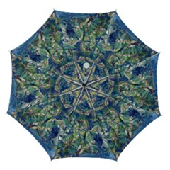 Blue Blend Automatic Folding Umbrella With Case (medium) by kaleidomarblingart