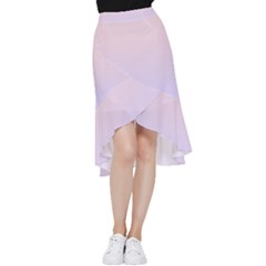 Pale Pink To Pale Violet Linear Gradient Frill Hi Low Chiffon Skirt by GradientsOmbre