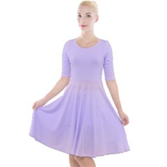 Pale Pink To Pale Violet Bilinear Gradient Quarter Sleeve A-line Dress by GradientsOmbre