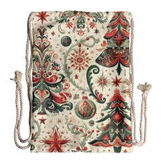 Christmas Tree Snow Drawstring Bag (large) by Bedest