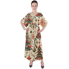 Christmas Tree Snow V-neck Boho Style Maxi Dress by Bedest