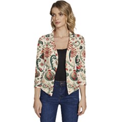 Christmas Tree Snow Women s Casual 3/4 Sleeve Spring Jacket by Bedest