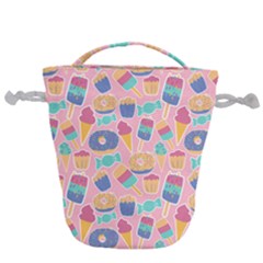 Ice Cream Donut Sweets Candie Drawstring Bucket Bag by Apenda