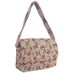 Leaves Pattern Teal Seamless Fall Courier Bag by Sabxi
