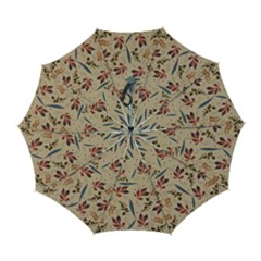 Leaves Pattern Teal Seamless Fall Automatic Folding Umbrella With Case (large) by Sabxi