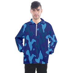 Blue Camouflage Pattern Men s Half Zip Pullover by kyorashop23