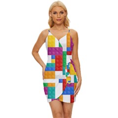 Colorful Bricks, Bricks, Colorful Wrap Tie Front Dress by kyorashop23