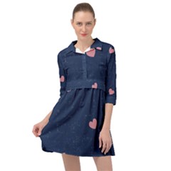 Corazones, Blue, Pattern Mini Skater Shirt Dress by kyorashop23