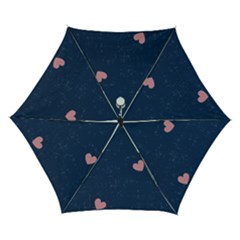 Corazones, Blue, Pattern Automatic Folding Umbrella With Case (small) by kyorashop23