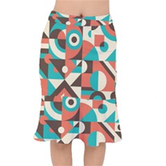 Retro Colorful Background, Retro Abstraction Short Mermaid Skirt by kyorashop23
