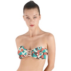 Retro Colorful Background, Retro Abstraction Twist Bandeau Bikini Top by kyorashop23