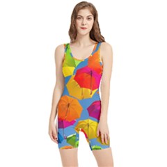 Umbrella, Colorful, Positive, Sky, Rainbow Women s Wrestling Singlet by kyorashop23