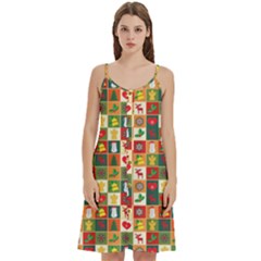 Template Christmas Pattern Women s Spaghetti Strap Pullover Cami Dress by Proyonanggan