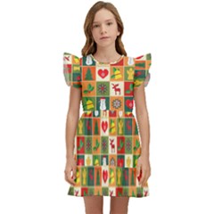 Template Christmas Pattern Kids  Winged Sleeve Dress by Proyonanggan