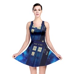 Tardis Doctor Who Space Galaxy Reversible Skater Dress by Cemarart
