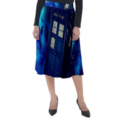 Tardis Doctor Who Space Galaxy Classic Velour Midi Skirt  by Cemarart
