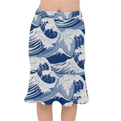 Japanese Wave Pattern Short Mermaid Skirt by Cemarart