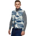 Japanese Wave Pattern Men s Button Up Puffer Vest	 View3