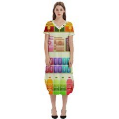 Supermarket Shelf Products Snacks T-shirt Midi Dress With Pockets by Cemarart
