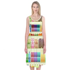 Supermarket Shelf Products Snacks Midi Sleeveless Dress by Cemarart
