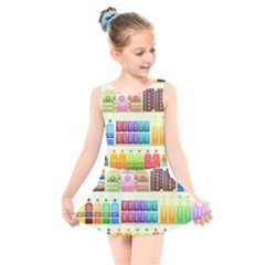 Supermarket Shelf Products Snacks Kids  Skater Dress Swimsuit by Cemarart