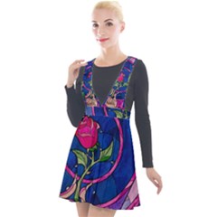 Enchanted Rose Stained Glass Plunge Pinafore Velour Dress by Cemarart