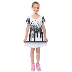 Piano Sounds Kids  Short Sleeve Velvet Dress by RiverRootz