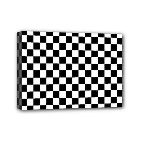 Pattern Checkered Squares Black White Pattern Mini Canvas 7  X 5  (stretched) by Sabxi
