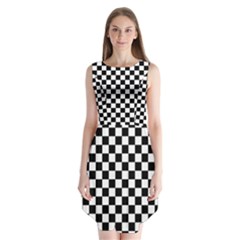 Pattern Checkered Squares Black White Pattern Sleeveless Chiffon Dress   by Sabxi