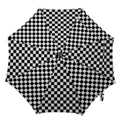 Pattern Checkered Squares Black White Pattern Hook Handle Umbrellas (large) by Sabxi