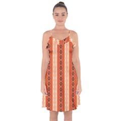 Geometrical Geometric Pattern Ruffle Detail Chiffon Dress by Sabxi